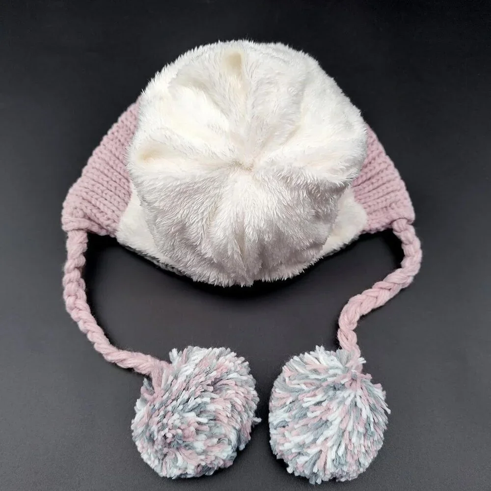 Women Lake blue Winter Peruvian Cover Ears Beanie Hat Ear Flaps Sherpa Snow